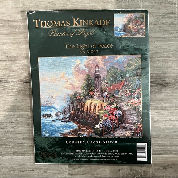 NWT Candamar Designs Thomas Kinkade The Light of Peace Counted Cross Stitch Kit - Picture 3 of 12